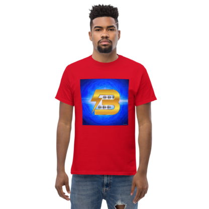Ben Blackett Gold/Blue Warp Logo Men's Short-Sleeve T-Shirt - Image 9